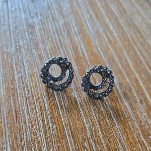 Elegant Silver Circle Earrings Thai 825 Marcasite Pierced Vintage